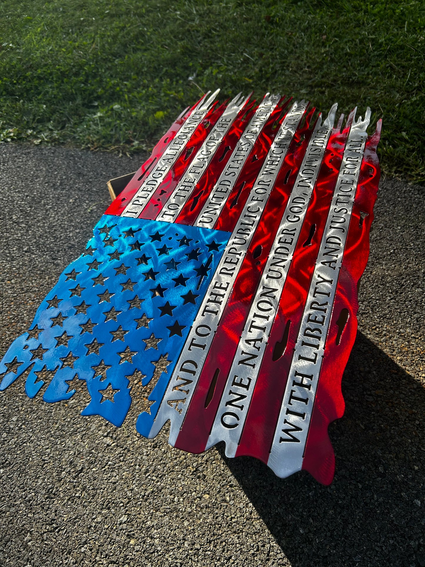 Painted Steel American Flag with Pledge